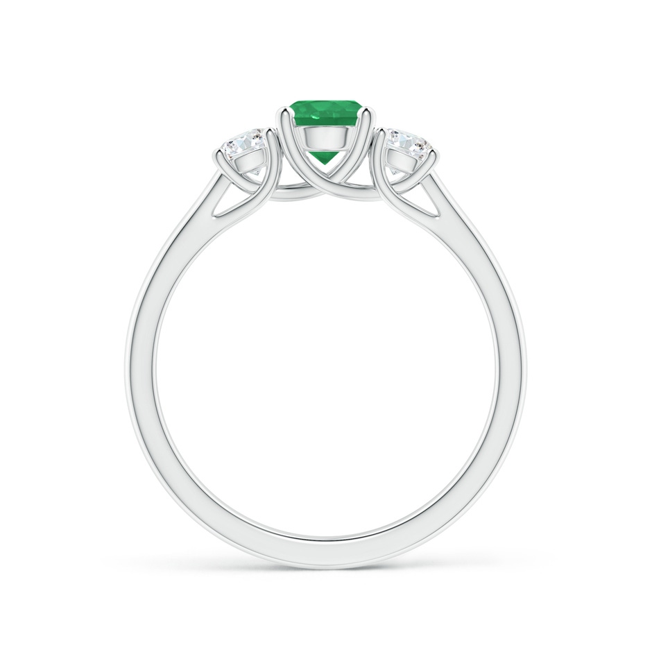 5mm A Classic Round Emerald and Diamond Three Stone Ring in P950 Platinum side 1