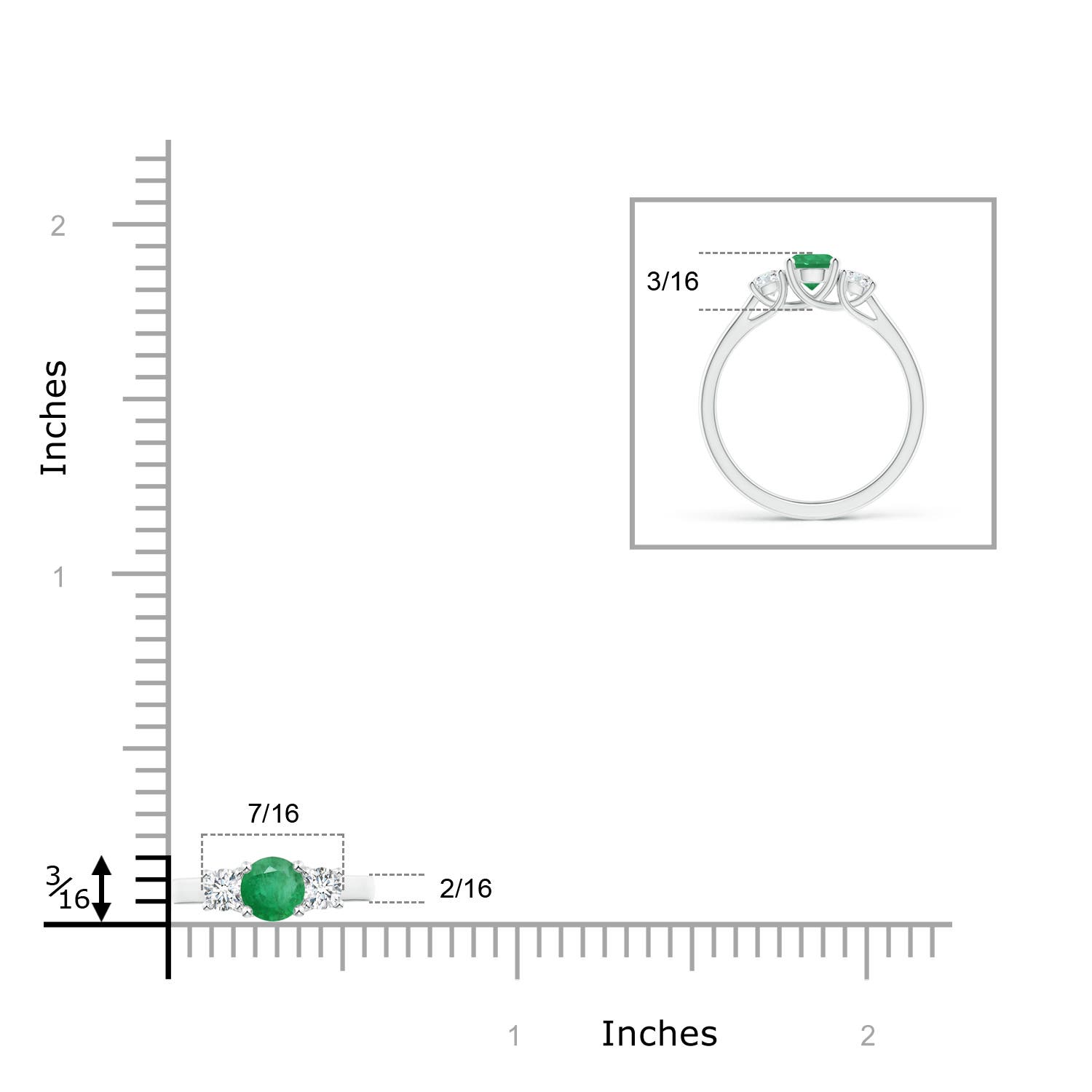 A - Emerald / 0.77 CT / 14 KT White Gold