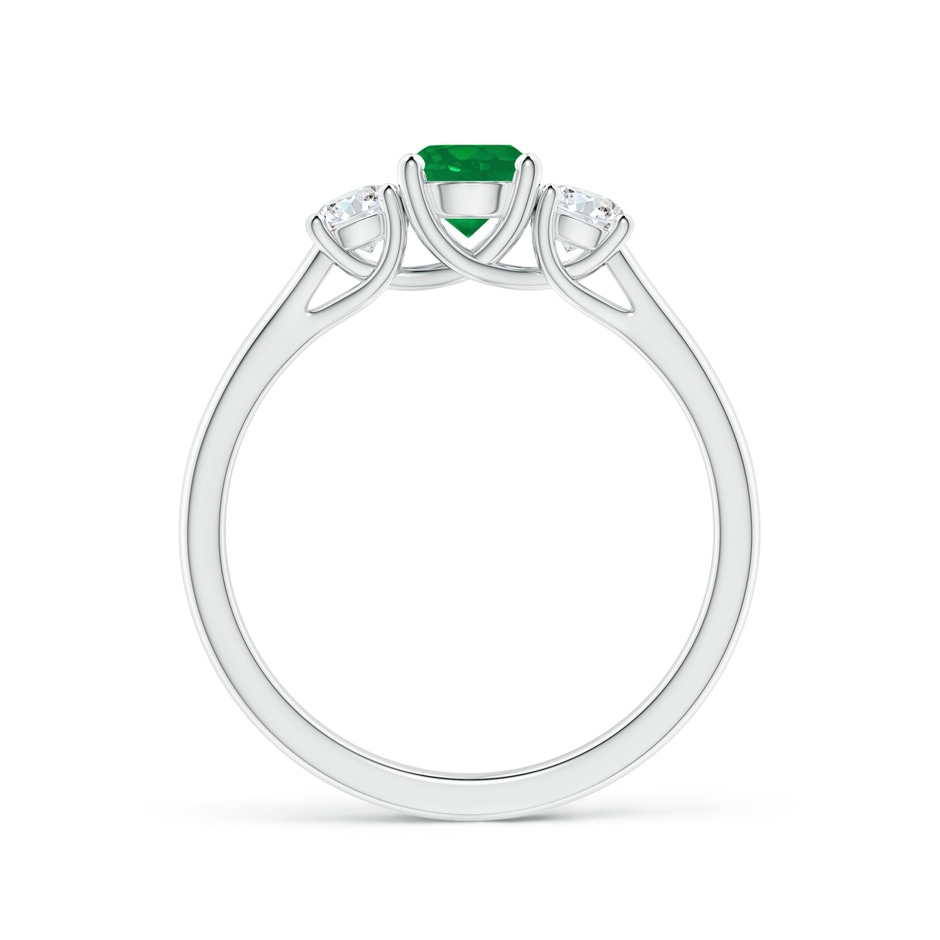 5mm AA Classic Round Emerald and Diamond Three Stone Ring in P950 Platinum side 1