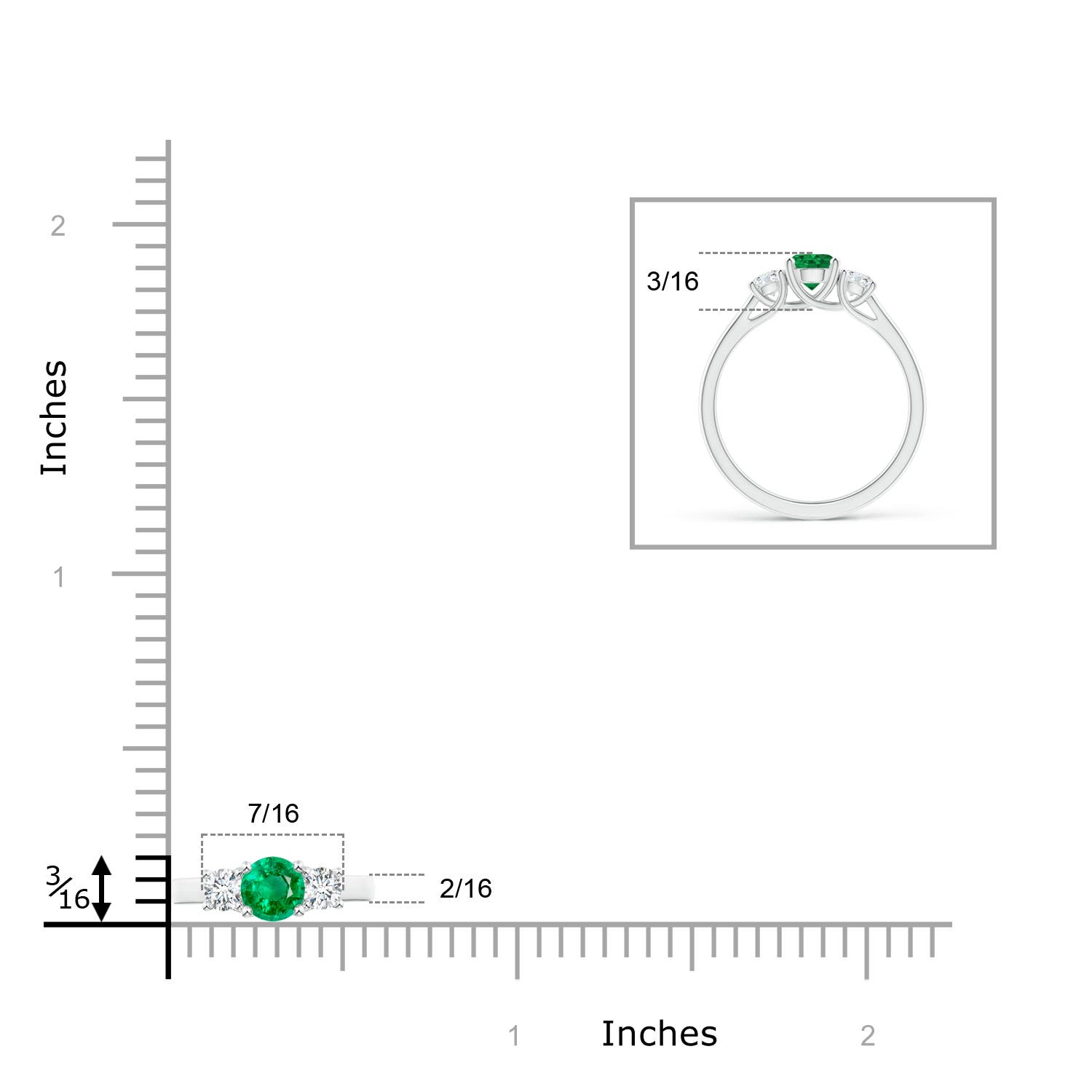 AAA - Emerald / 0.77 CT / 14 KT White Gold