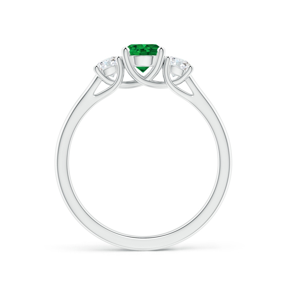 5mm AAAA Classic Round Emerald and Diamond Three Stone Ring in P950 Platinum side 1