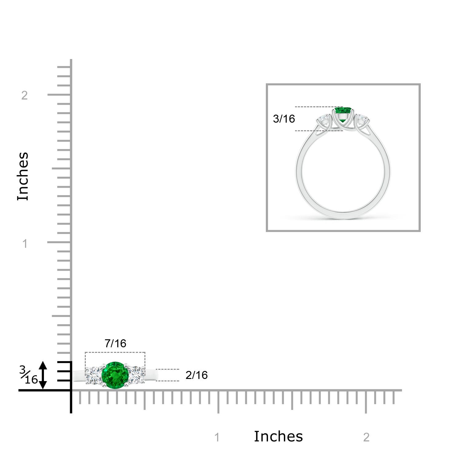 AAAA - Emerald / 0.77 CT / 14 KT White Gold