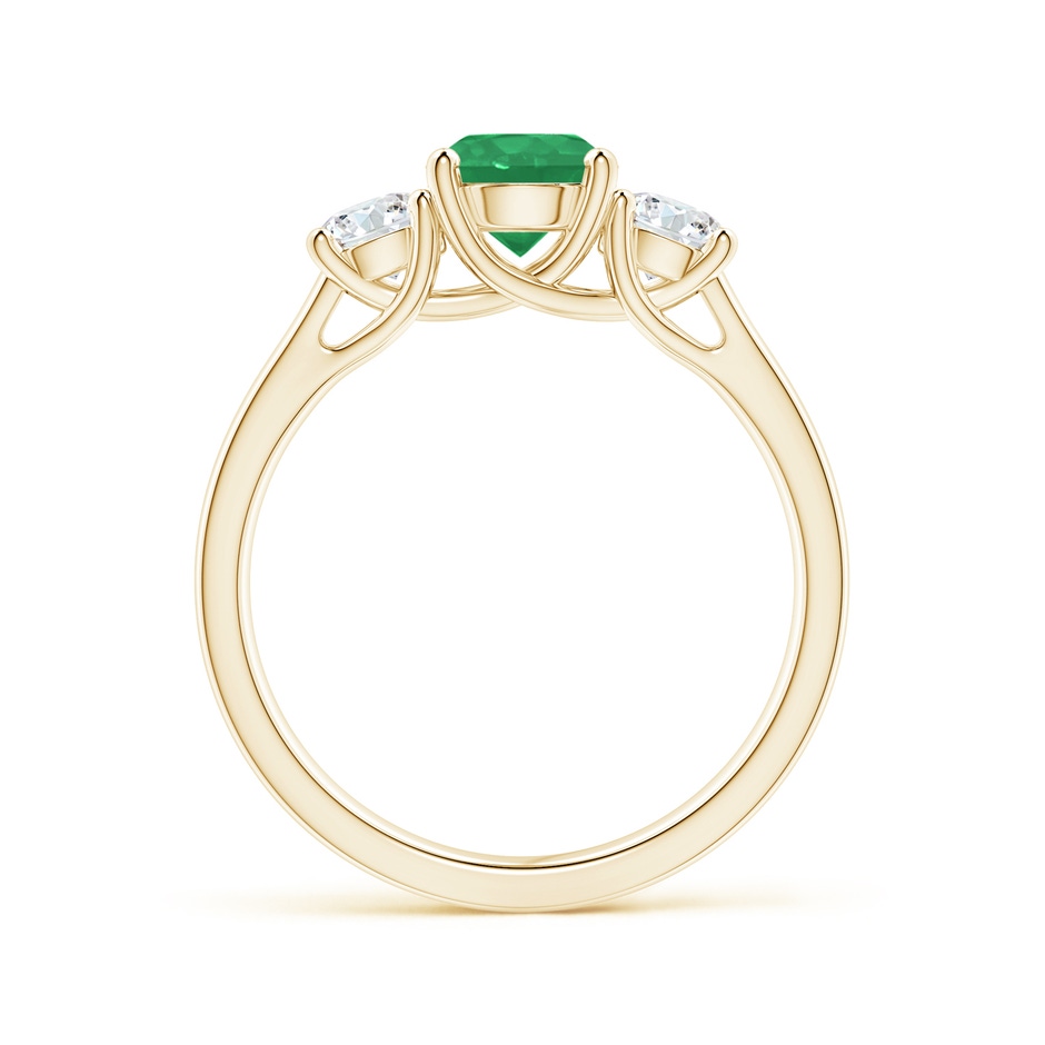 6mm A Classic Round Emerald and Diamond Three Stone Ring in Yellow Gold side 1