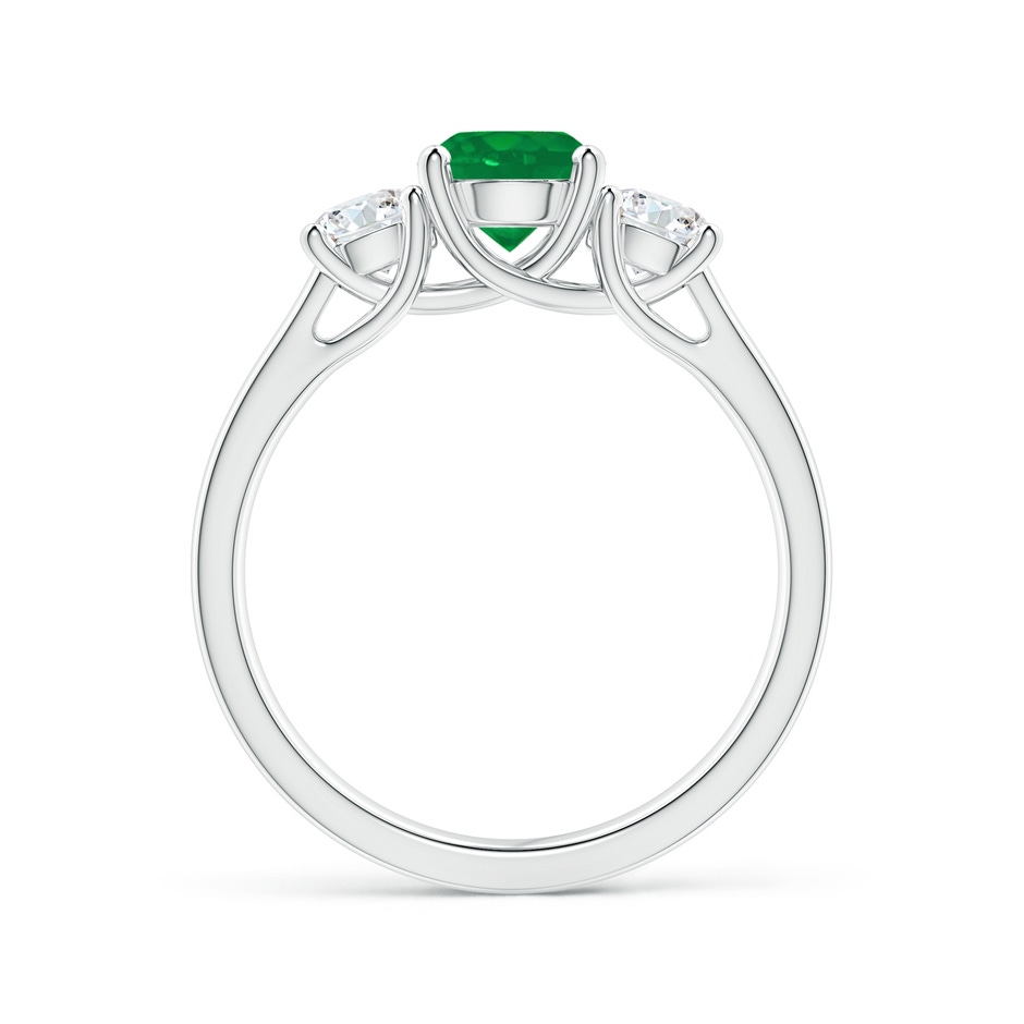 6mm AA Classic Round Emerald and Diamond Three Stone Ring in P950 Platinum side 1