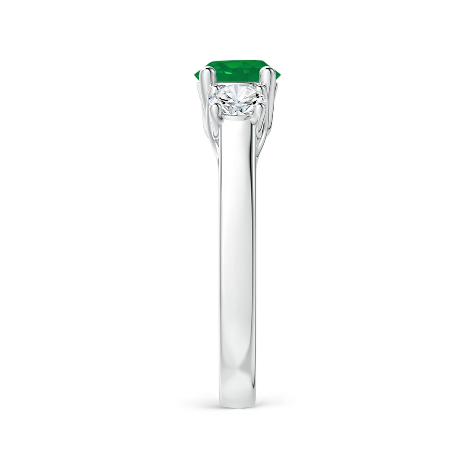 6mm AA Classic Round Emerald and Diamond Three Stone Ring in White Gold side 2