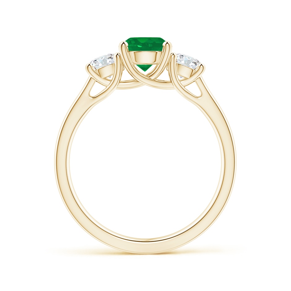 6mm AA Classic Round Emerald and Diamond Three Stone Ring in Yellow Gold side 1