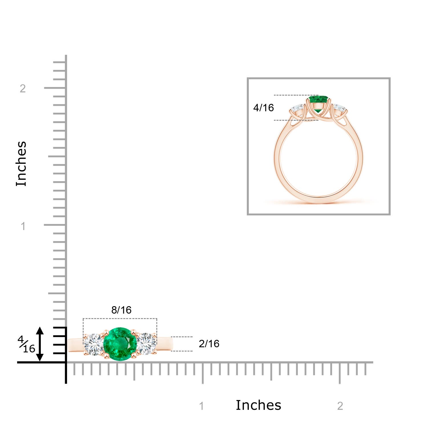 AAA - Emerald / 1.21 CT / 14 KT Rose Gold