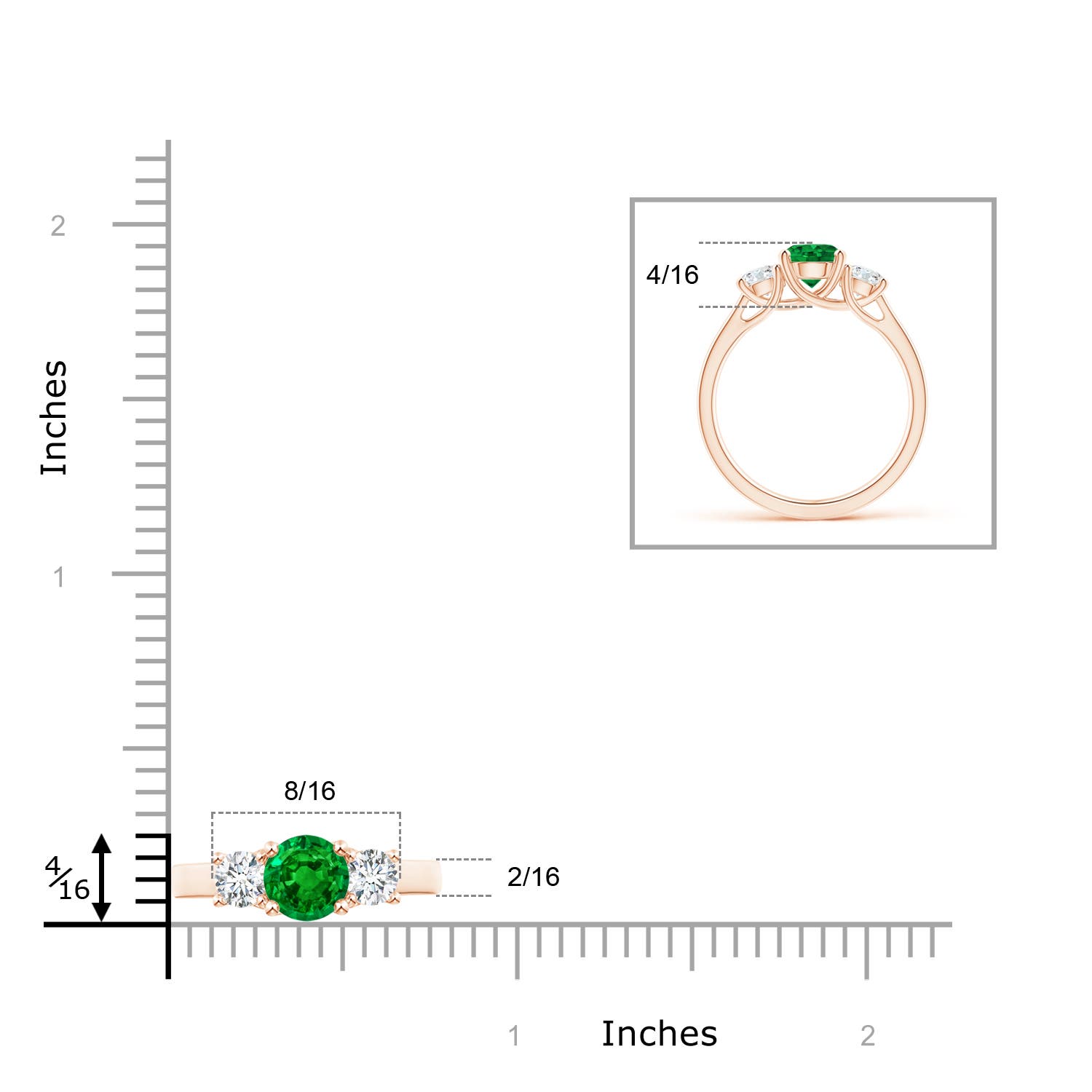 AAAA - Emerald / 1.21 CT / 14 KT Rose Gold