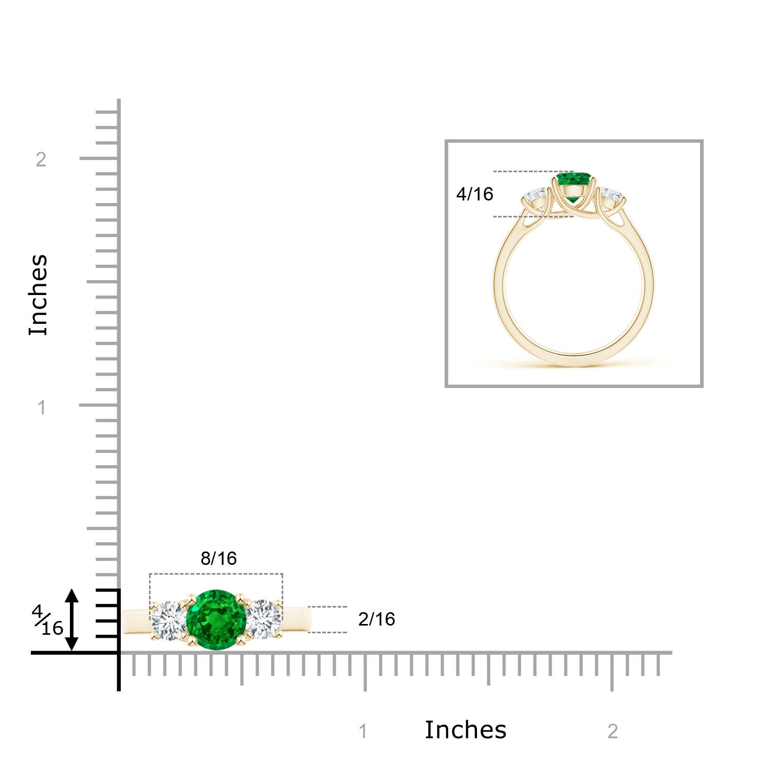 AAAA - Emerald / 1.21 CT / 14 KT Yellow Gold