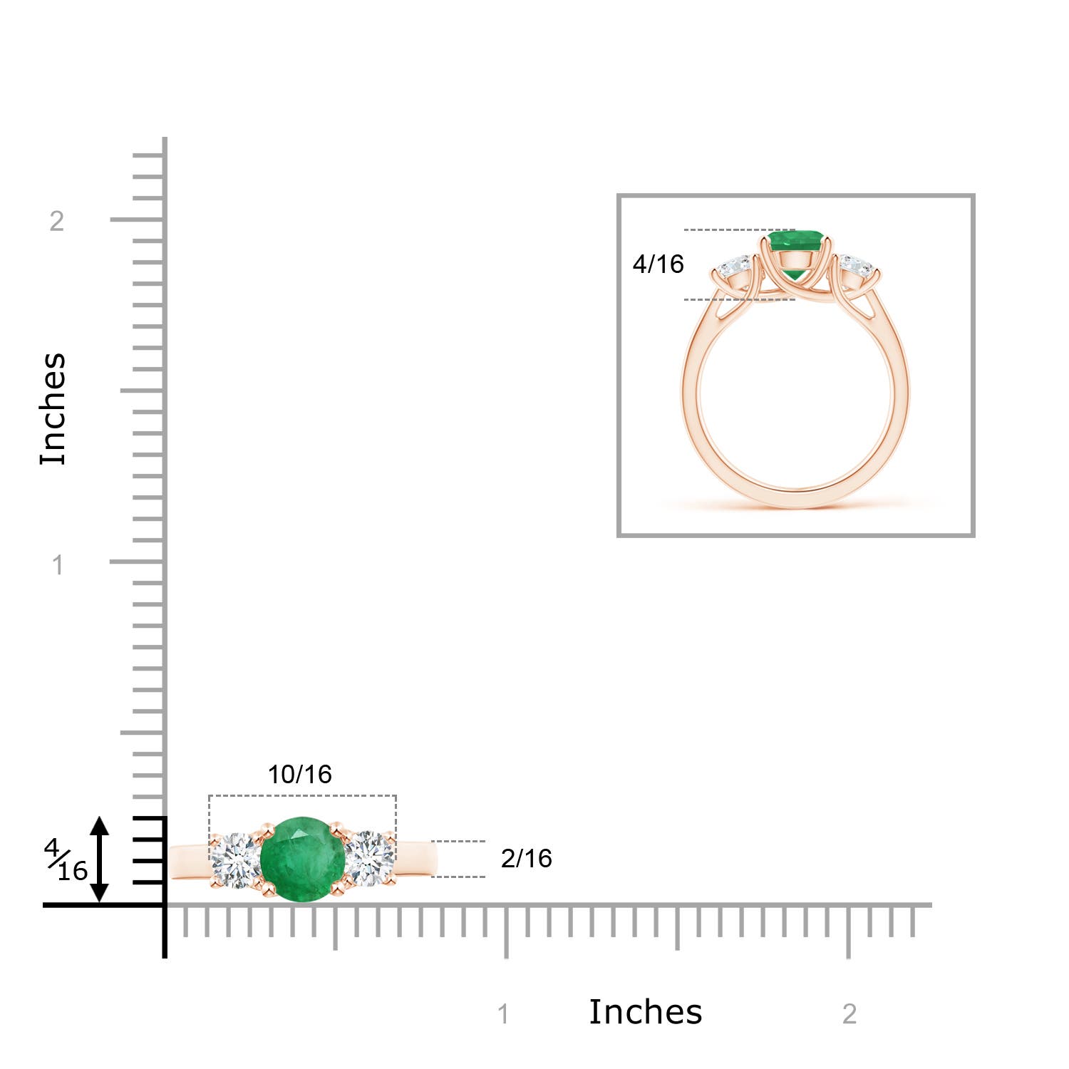 A - Emerald / 1.9 CT / 14 KT Rose Gold