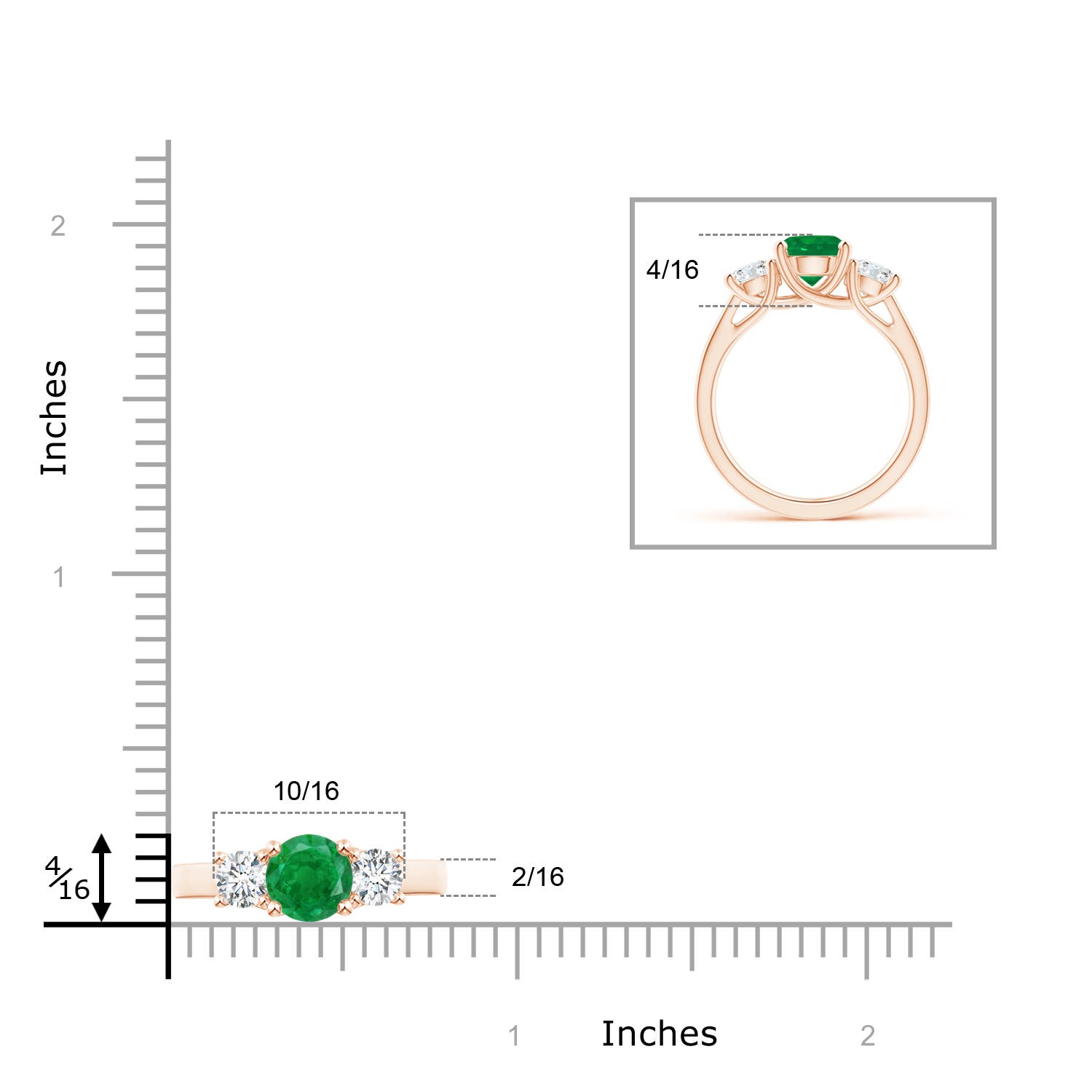 AA - Emerald / 1.9 CT / 14 KT Rose Gold