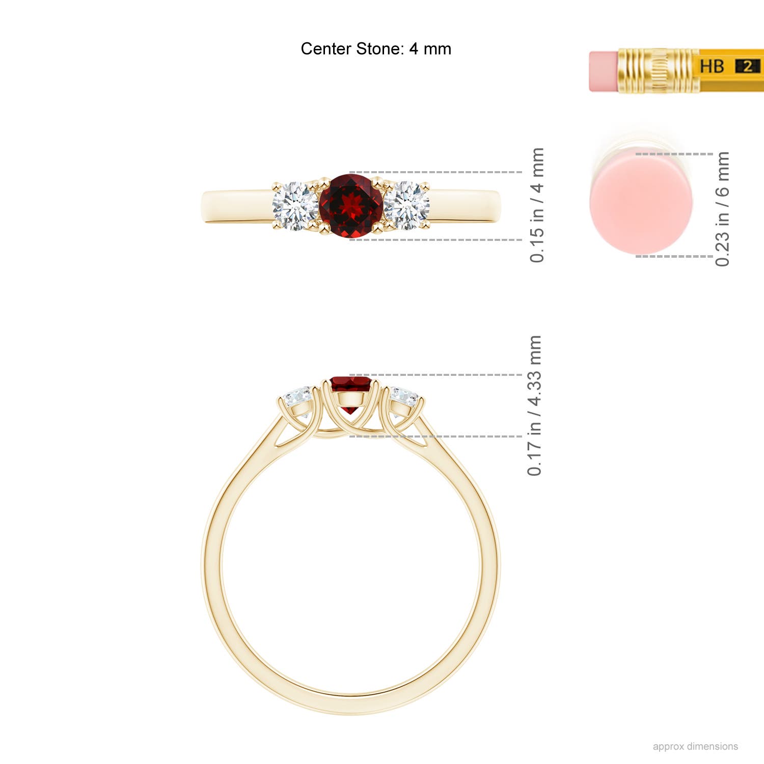 AAAA - Garnet / 0.54 CT / 14 KT Yellow Gold