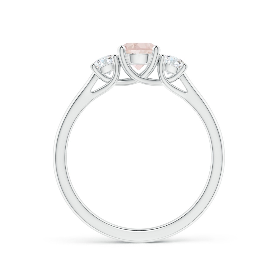 5mm A Classic Round Morganite Three Stone Ring in White Gold Side-1