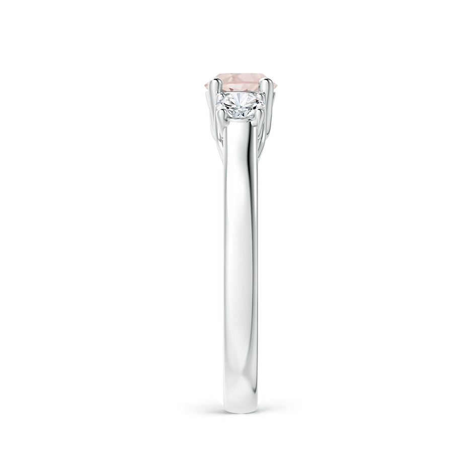 5mm A Classic Round Morganite Three Stone Ring in White Gold Side-2