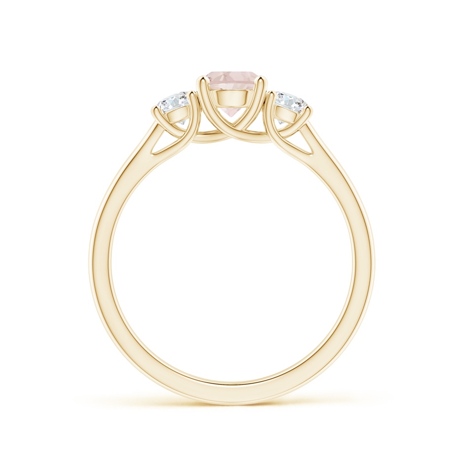 5mm A Classic Round Morganite Three Stone Ring in Yellow Gold side-1