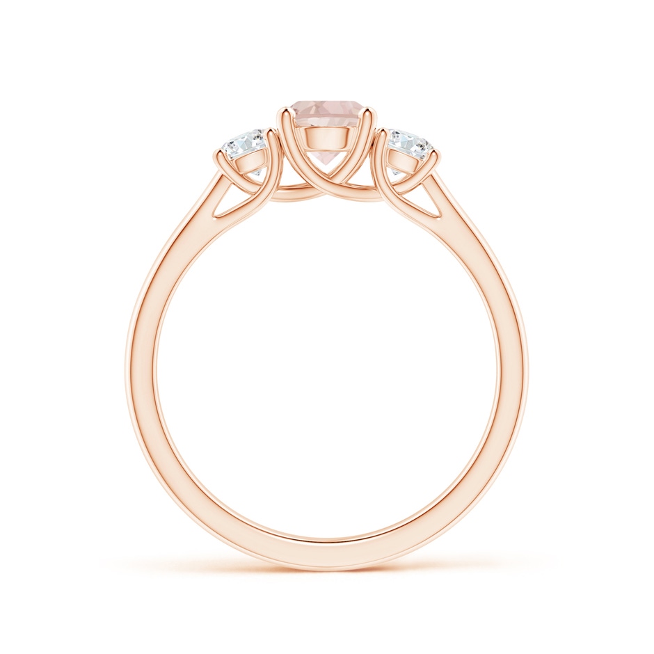 5mm AA Classic Round Morganite Three Stone Ring in Rose Gold side-1