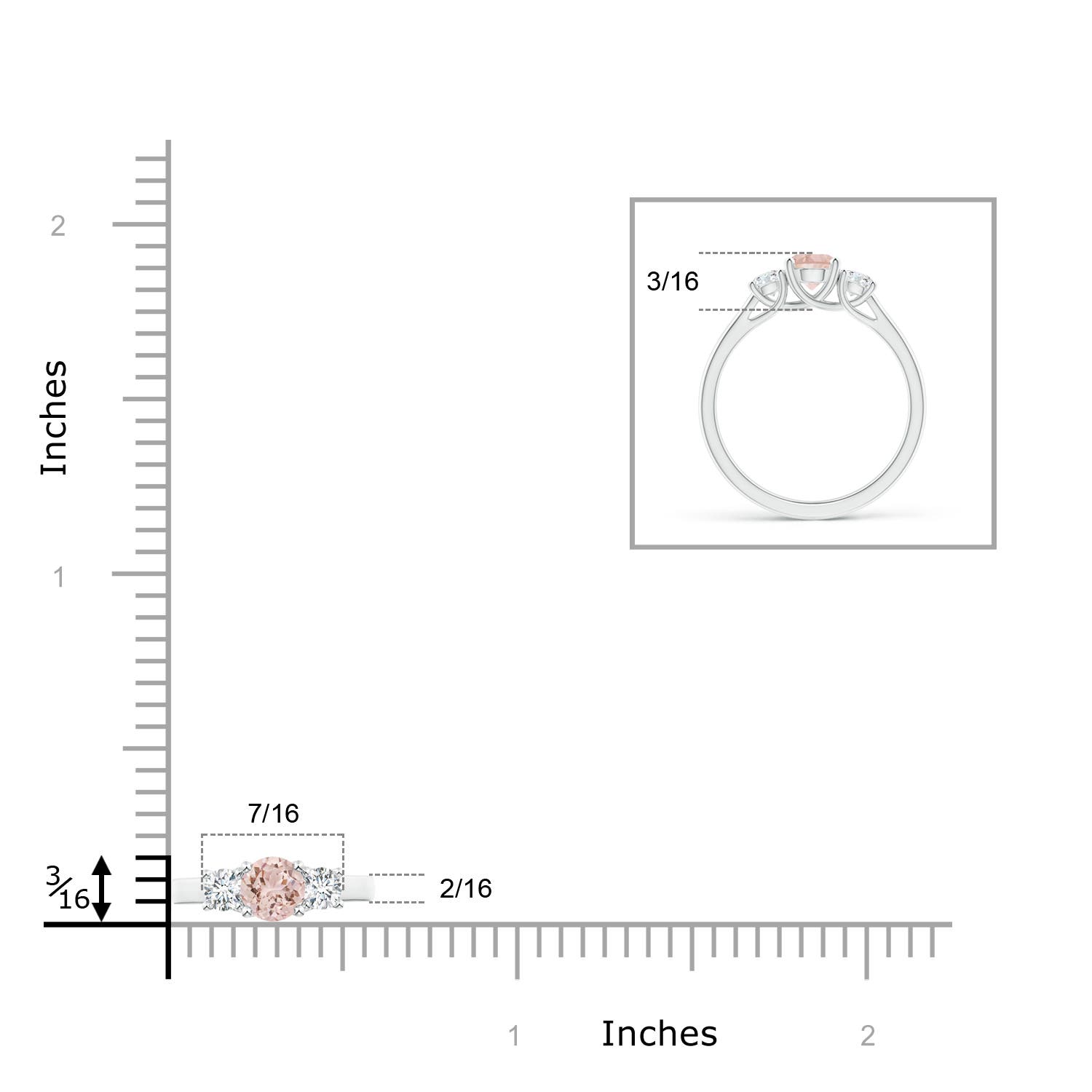 AAA - Morganite / 0.74 CT / 14 KT White Gold