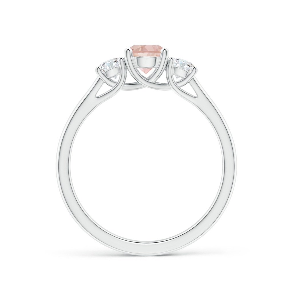 5mm AAAA Classic Round Morganite Three Stone Ring in White Gold - side_1