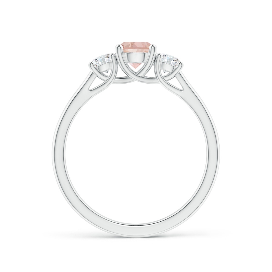 5mm AAAA Classic Round Morganite Three Stone Ring in White Gold side-1
