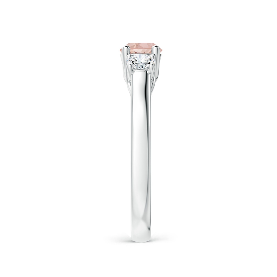 5mm AAAA Classic Round Morganite Three Stone Ring in White Gold side-2