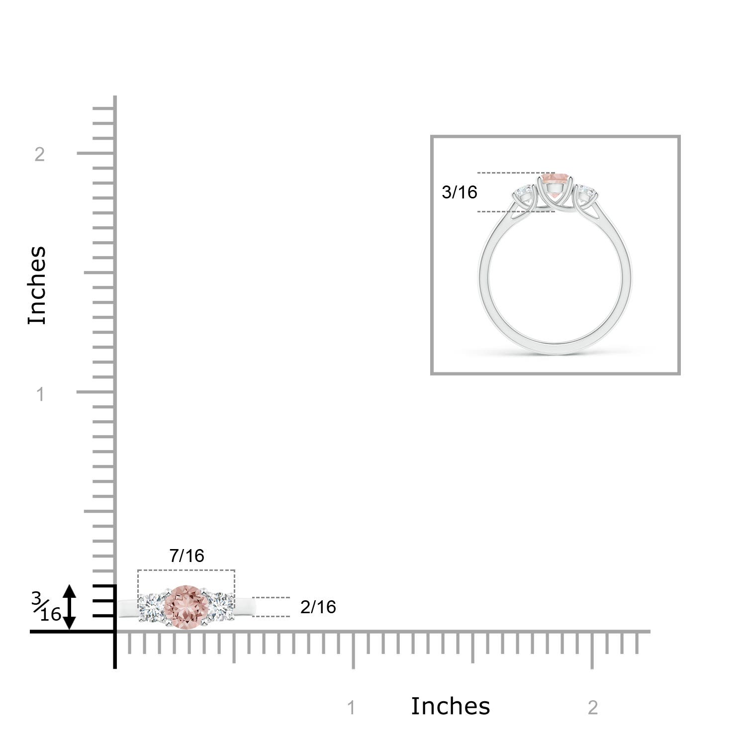 AAAA - Morganite / 0.74 CT / 14 KT White Gold