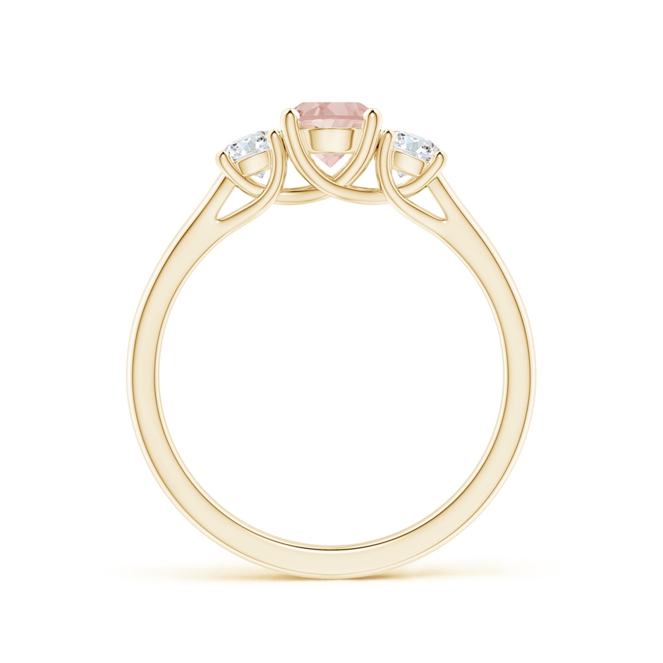 5mm AAAA Classic Round Morganite Three Stone Ring in Yellow Gold side-1