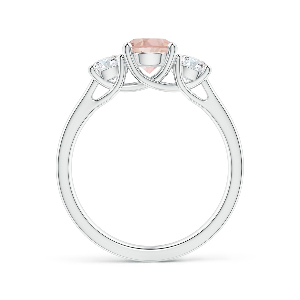 6mm AAA Classic Round Morganite Three Stone Ring in White Gold - Side_1