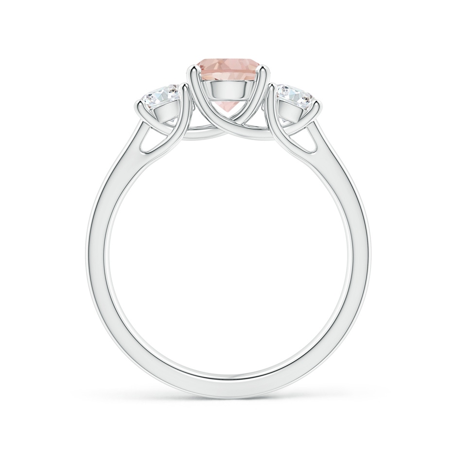 6mm AAA Classic Round Morganite Three Stone Ring in White Gold side-1