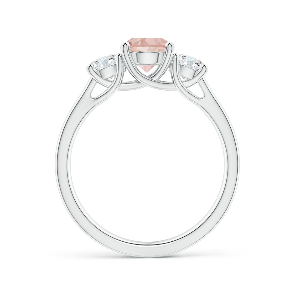 6mm AAAA Classic Round Morganite Three Stone Ring in P950 Platinum Side-1