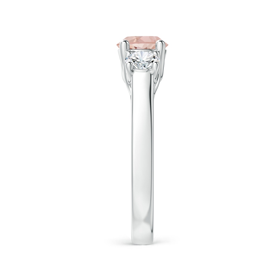 6mm AAAA Classic Round Morganite Three Stone Ring in P950 Platinum Side-2