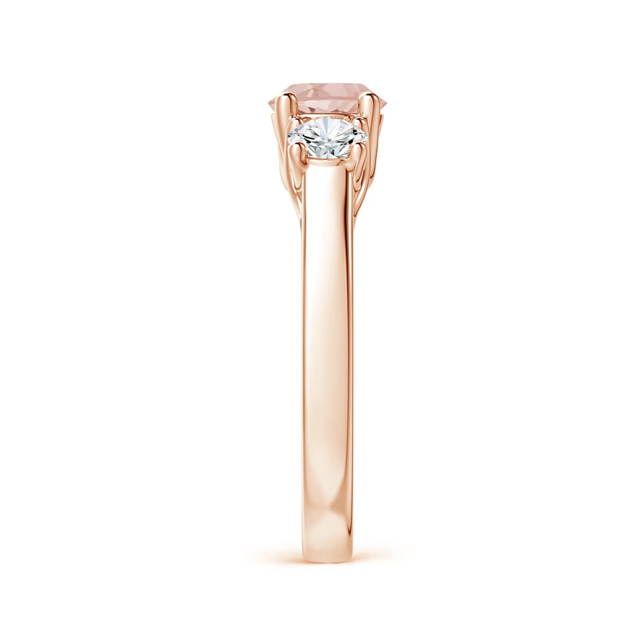 6mm AAAA Classic Round Morganite Three Stone Ring in Rose Gold Side-2