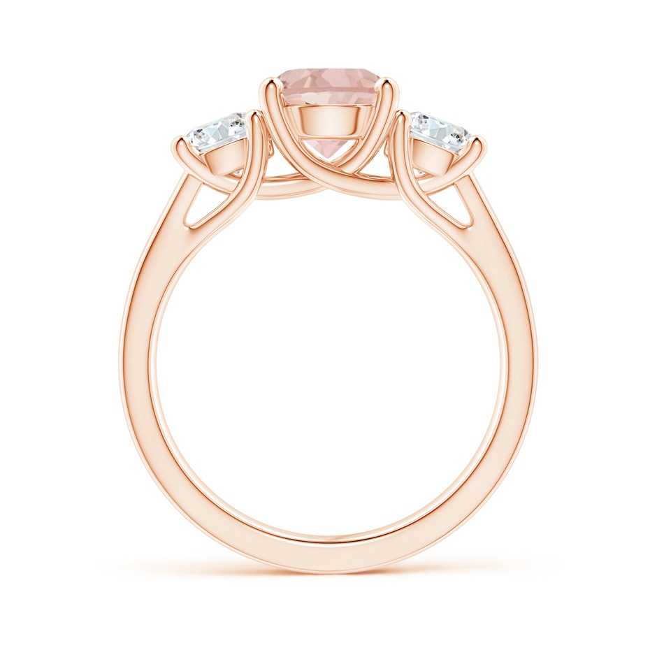 7mm AAAA Classic Round Morganite Three Stone Ring in Rose Gold side-1