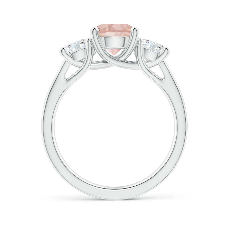 7mm AAAA Classic Round Morganite Three Stone Ring in White Gold Side-1