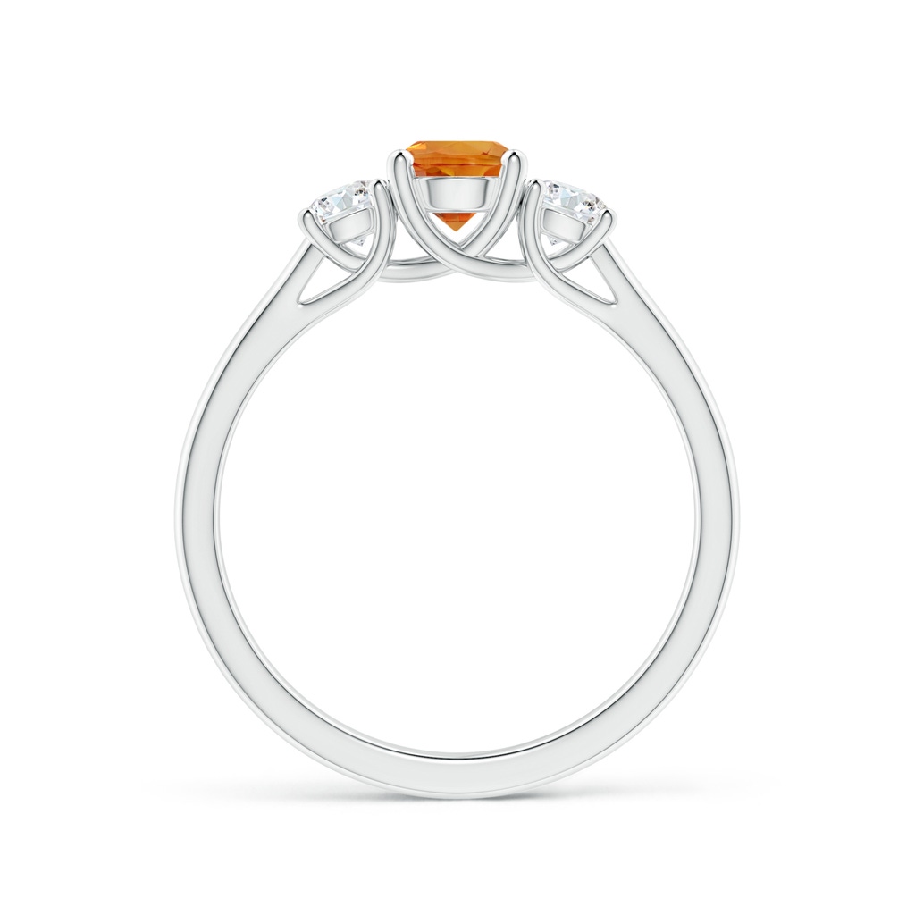 5mm AAA Classic Round Orange Sapphire and Diamond Three Stone Ring in White Gold Side 1