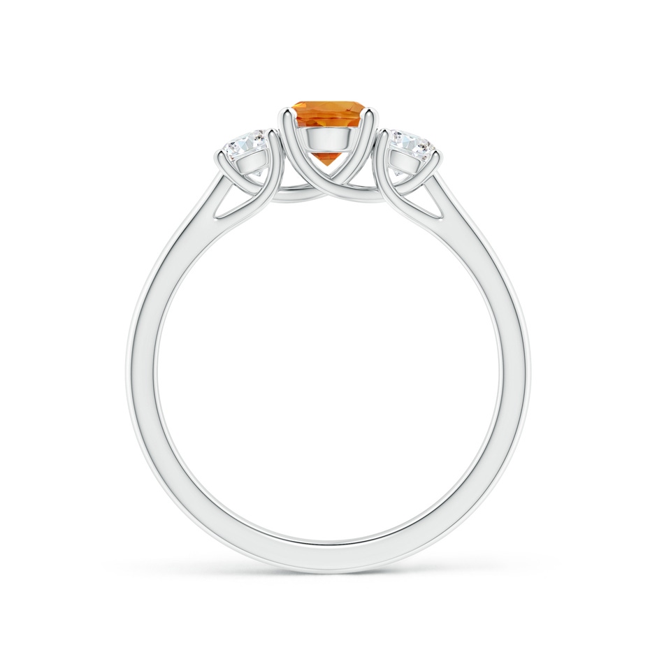 5mm AAA Classic Round Orange Sapphire and Diamond Three Stone Ring in White Gold side 1