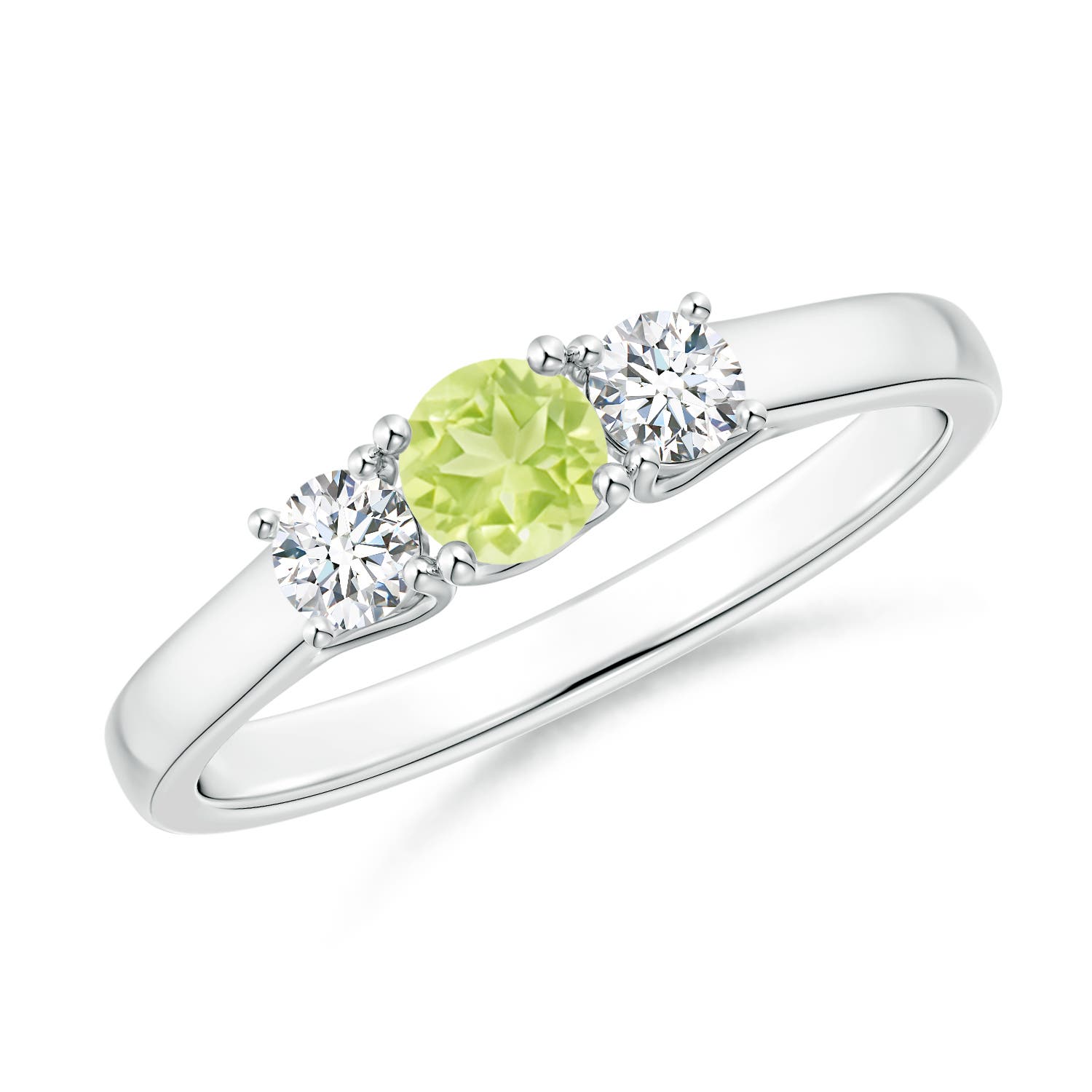 A - Peridot / 0.51 CT / 14 KT White Gold