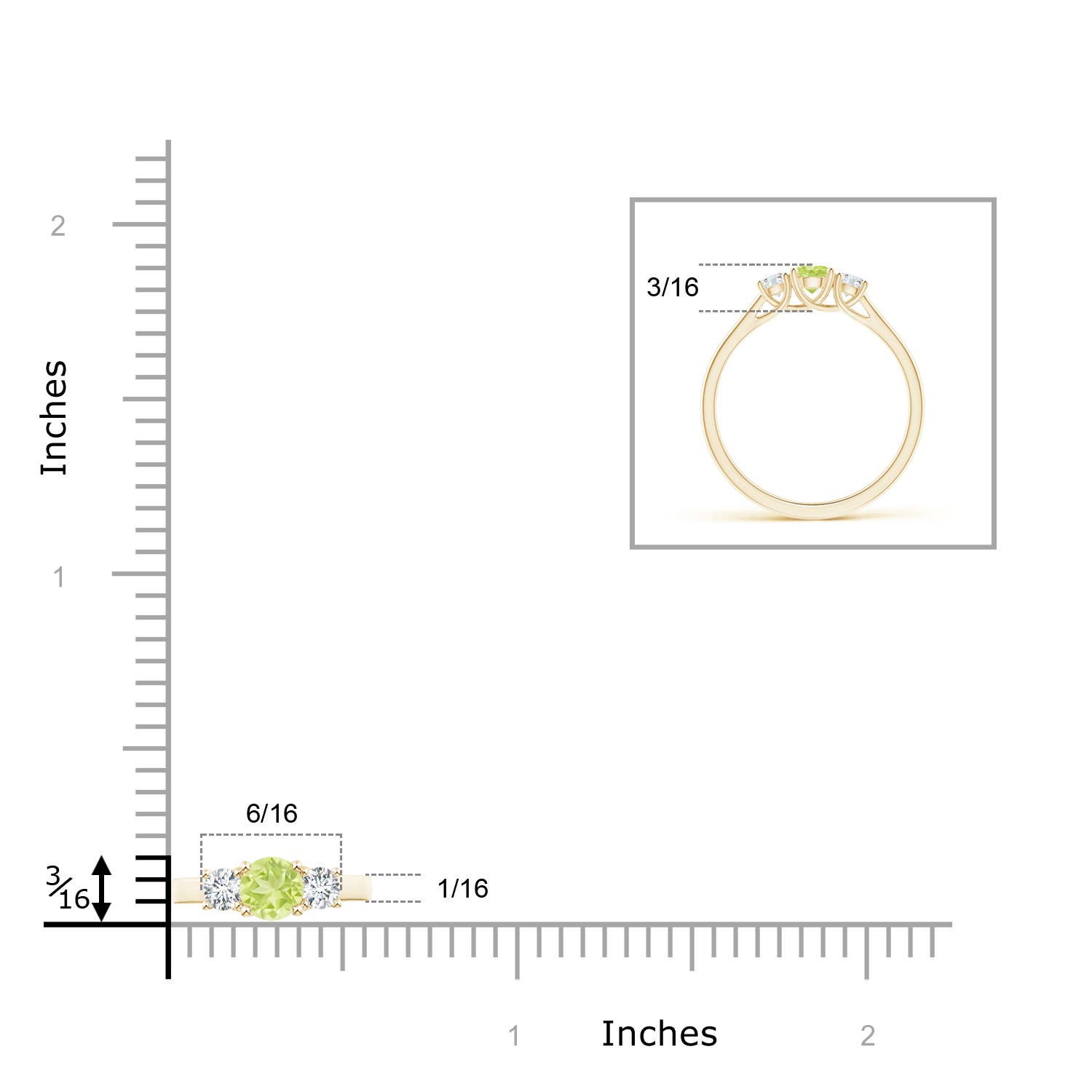 A - Peridot / 0.51 CT / 14 KT Yellow Gold