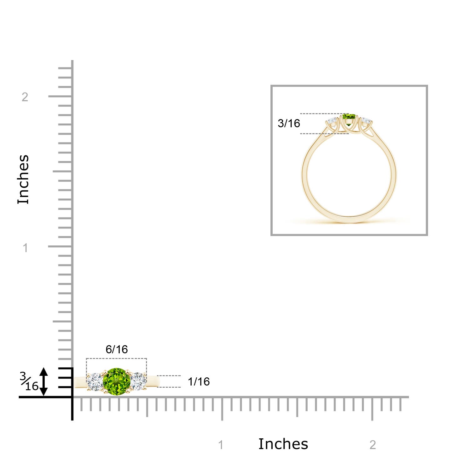 AAAA - Peridot / 0.51 CT / 14 KT Yellow Gold