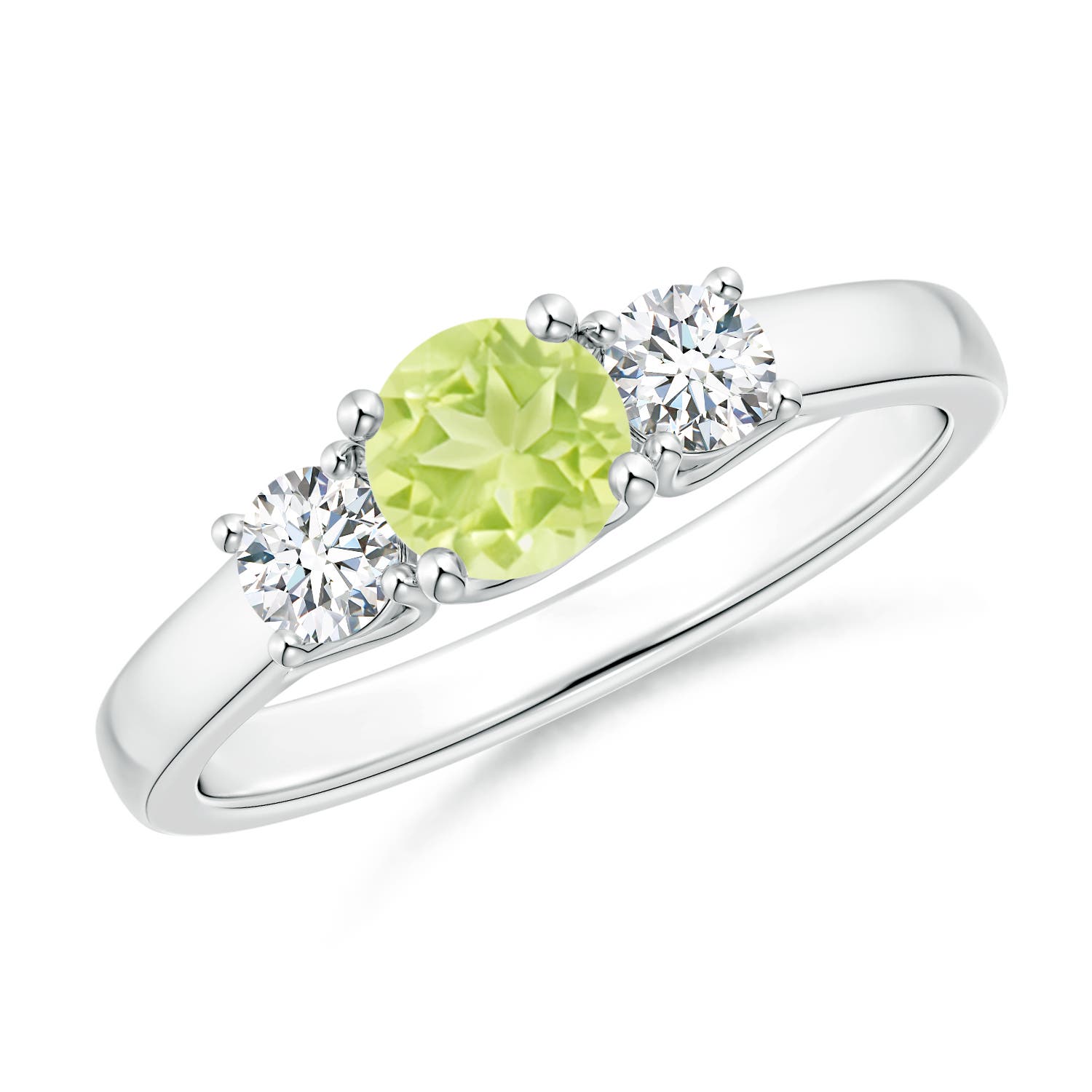 A - Peridot / 0.87 CT / 14 KT White Gold