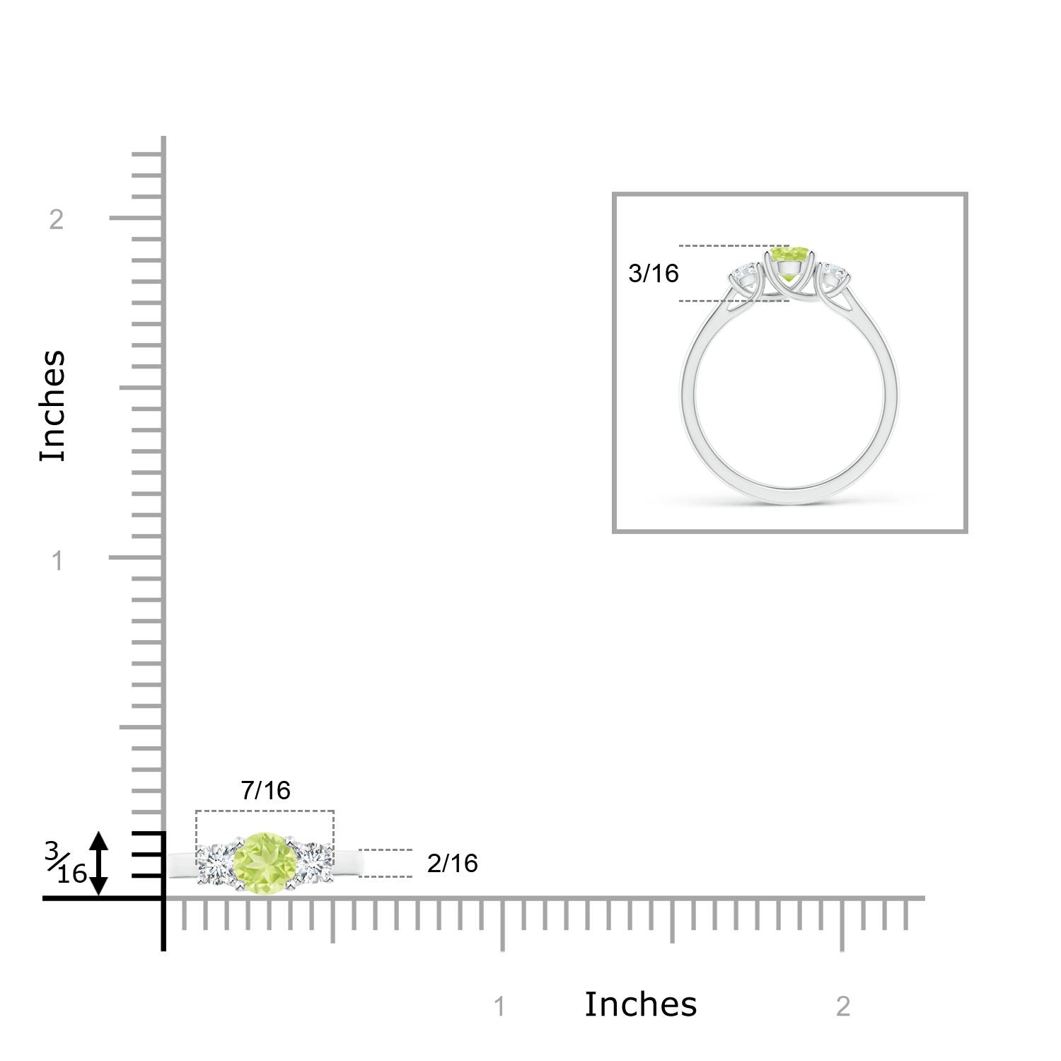 A - Peridot / 0.87 CT / 14 KT White Gold