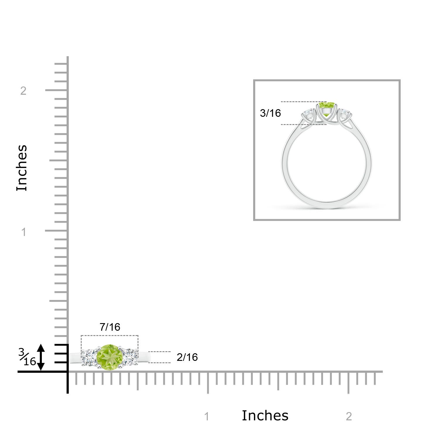 AA - Peridot / 0.87 CT / 14 KT White Gold