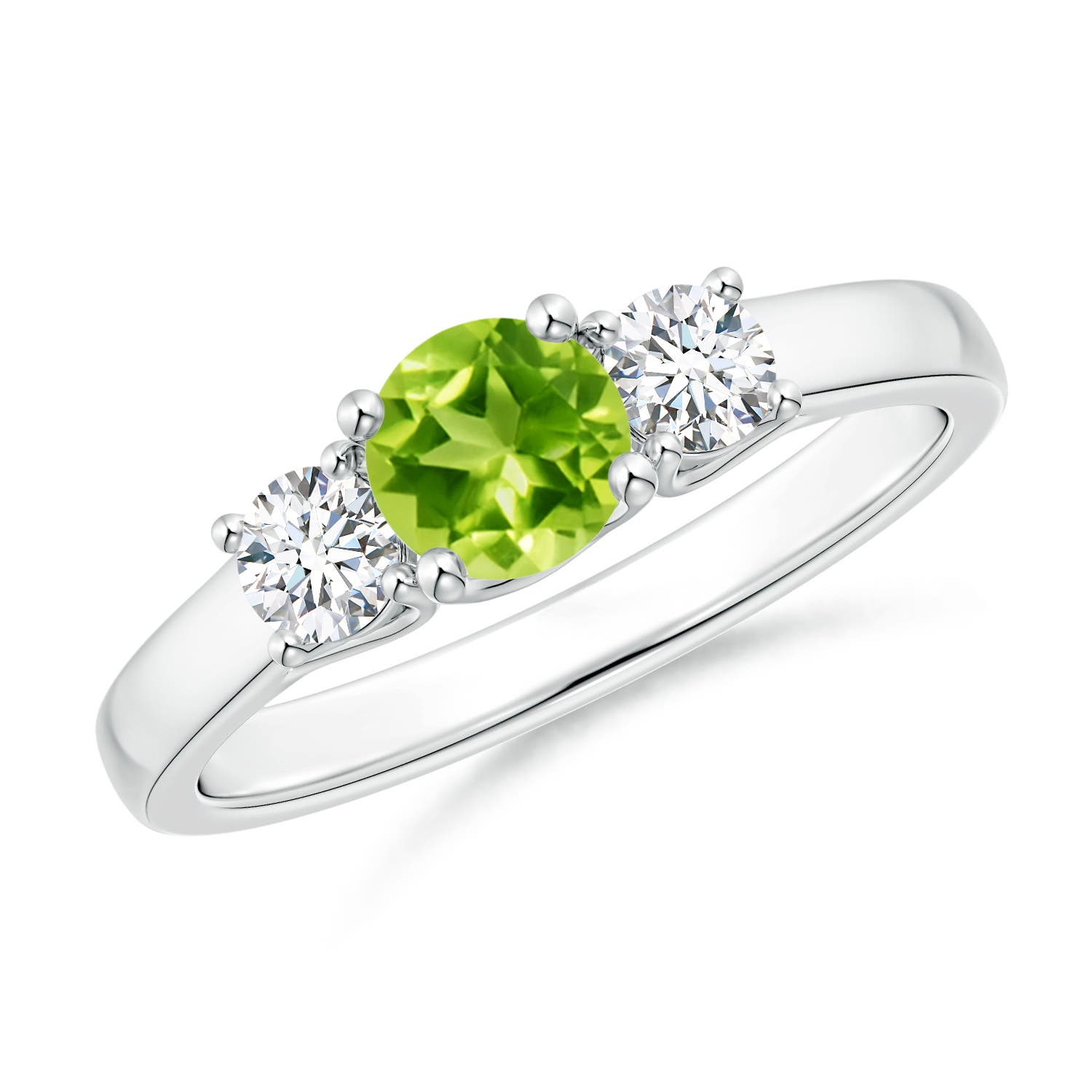 AAA - Peridot / 0.87 CT / 14 KT White Gold