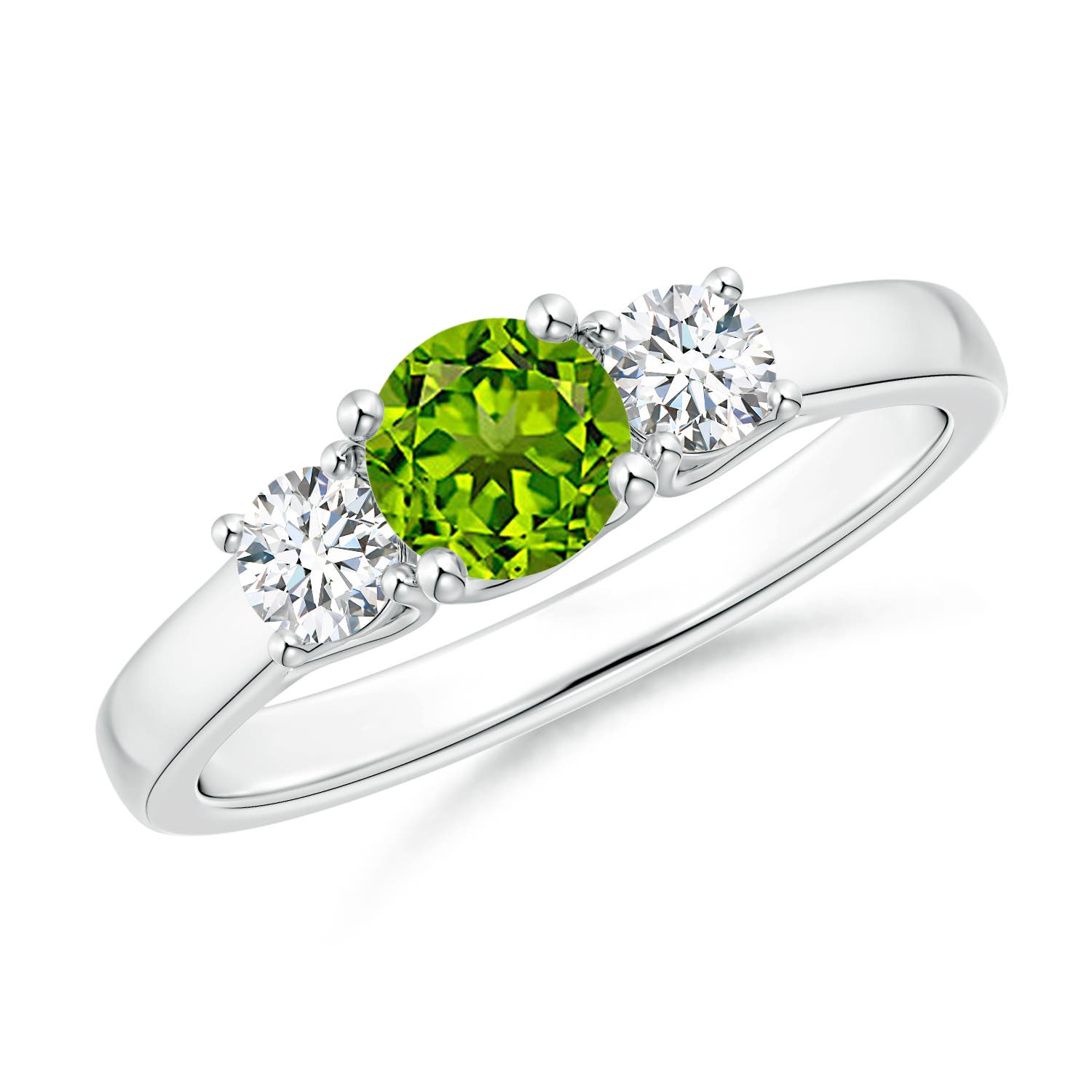 AAAA - Peridot / 0.87 CT / 14 KT White Gold