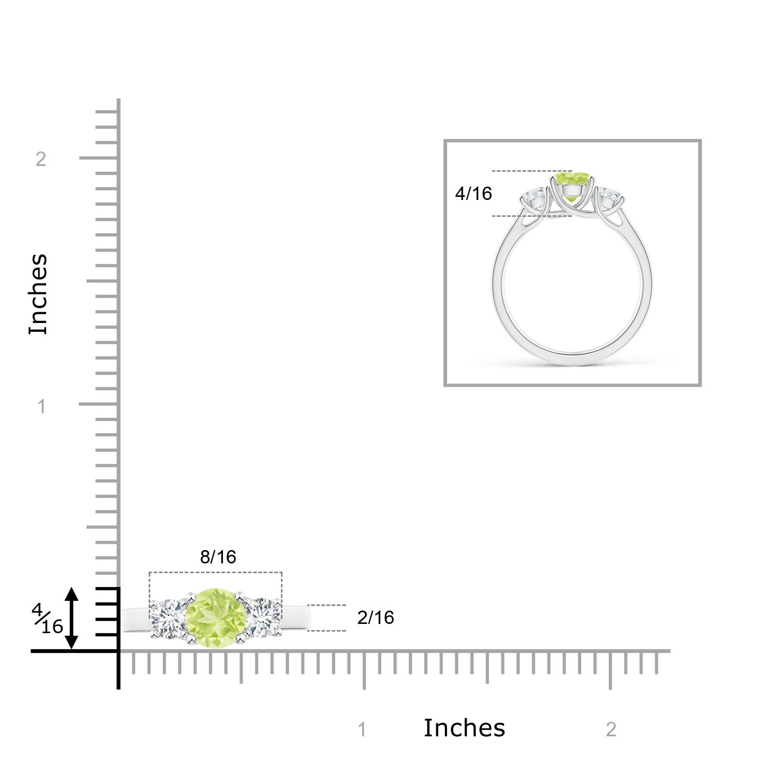 A - Peridot / 1.41 CT / 14 KT White Gold