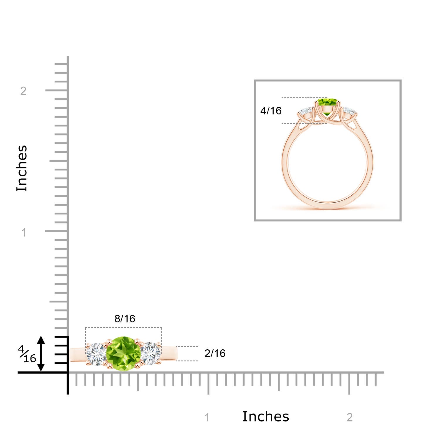 AAA - Peridot / 1.41 CT / 14 KT Rose Gold