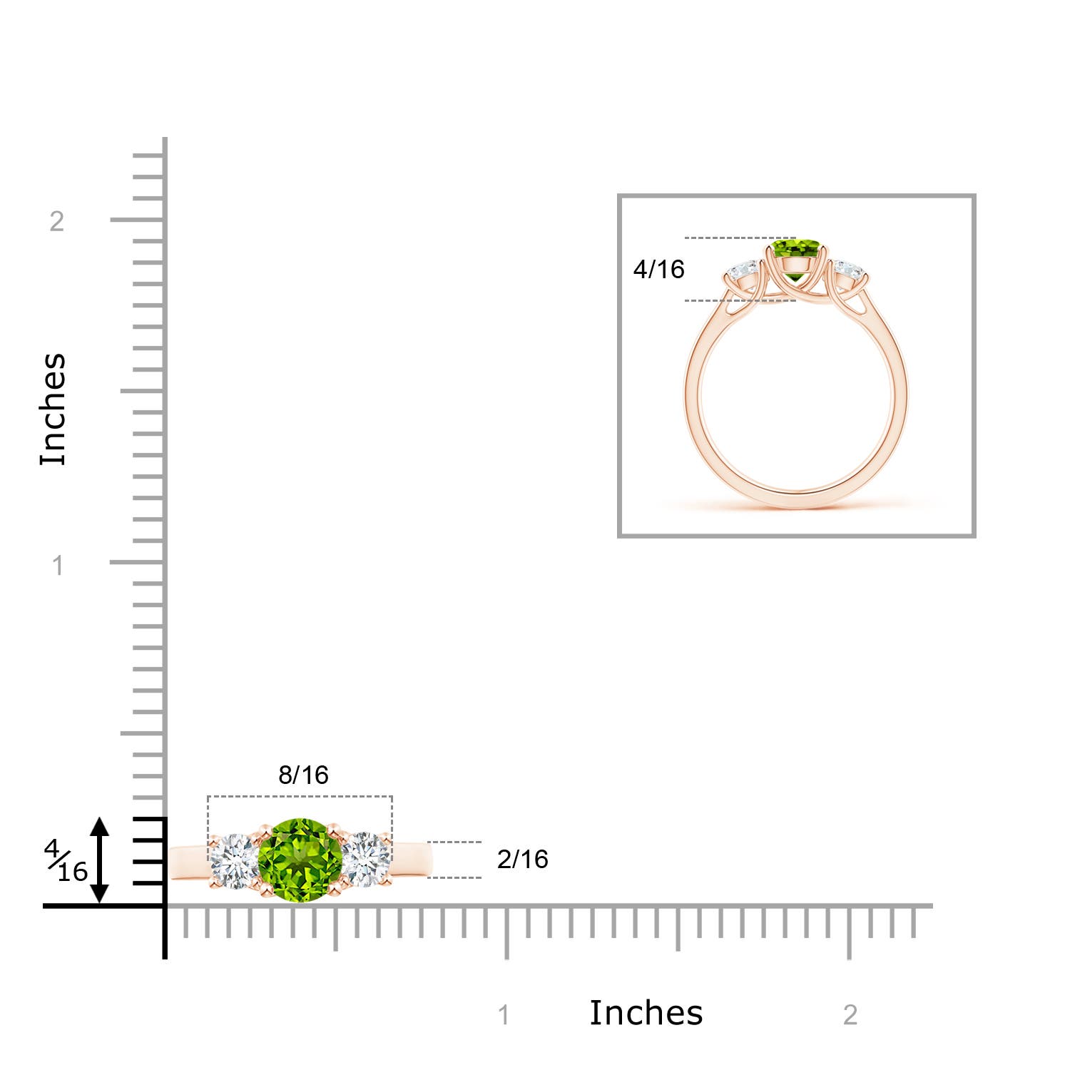 AAAA - Peridot / 1.41 CT / 14 KT Rose Gold