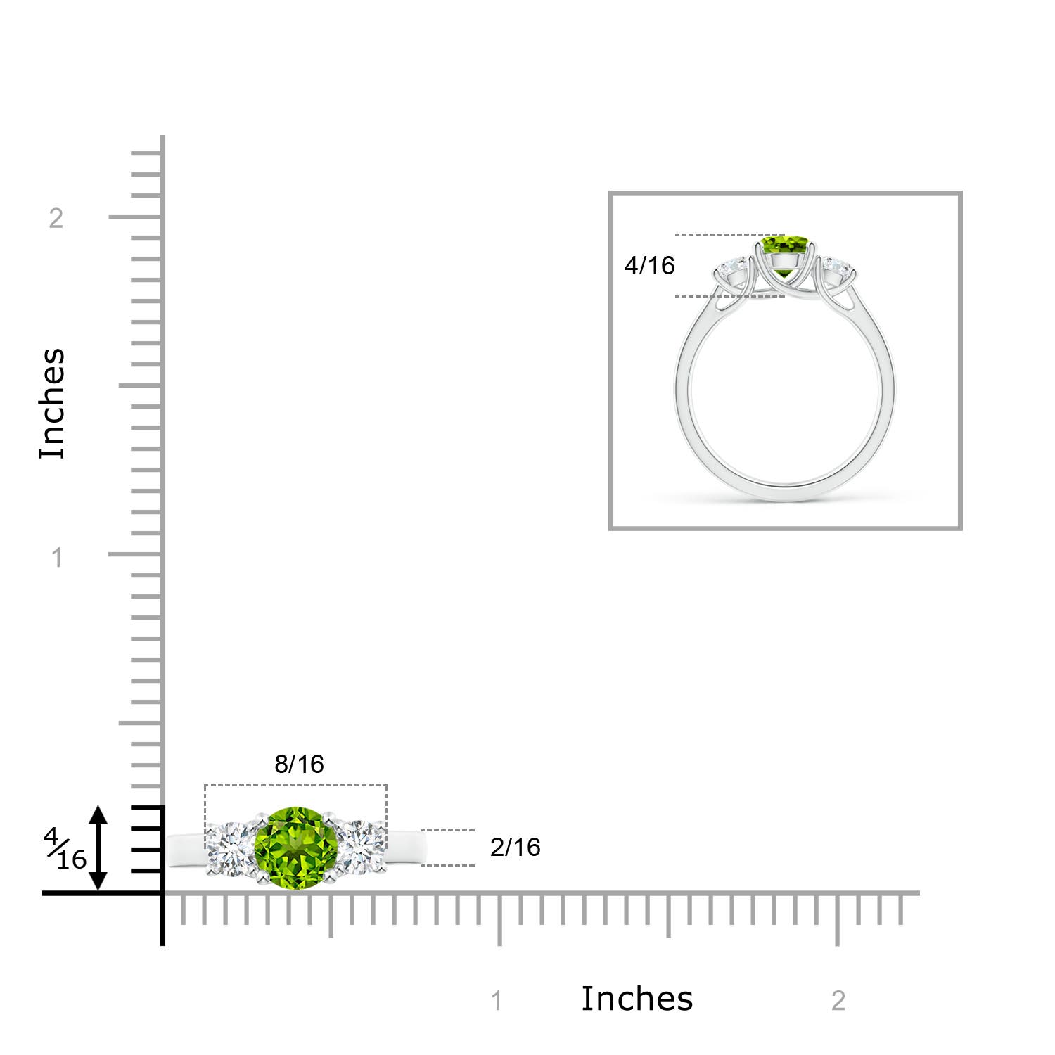 AAAA - Peridot / 1.41 CT / 14 KT White Gold