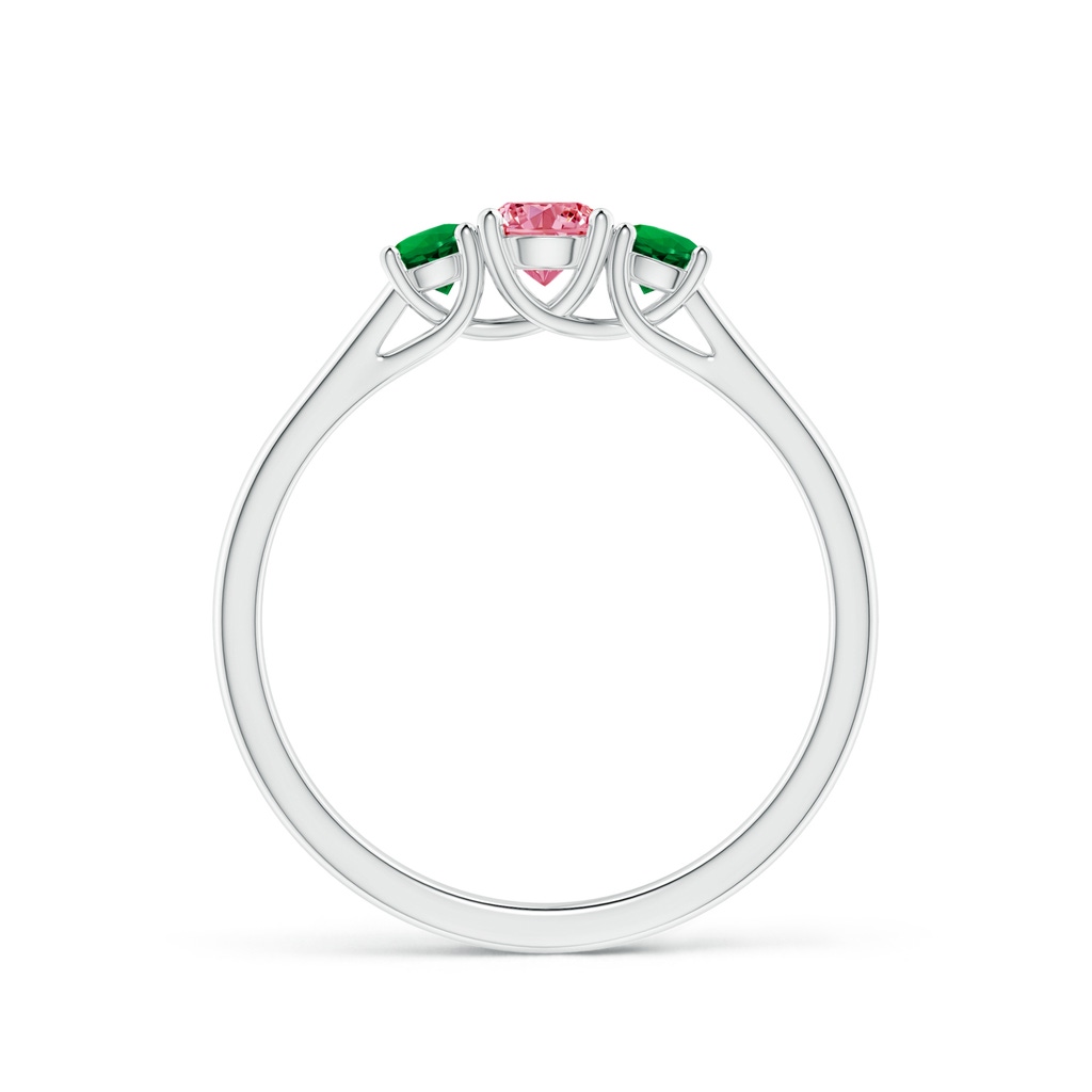 4mm AAAA Classic Round Fancy Intense Pink Diamond Three Stone Ring in P950 Platinum - side 199