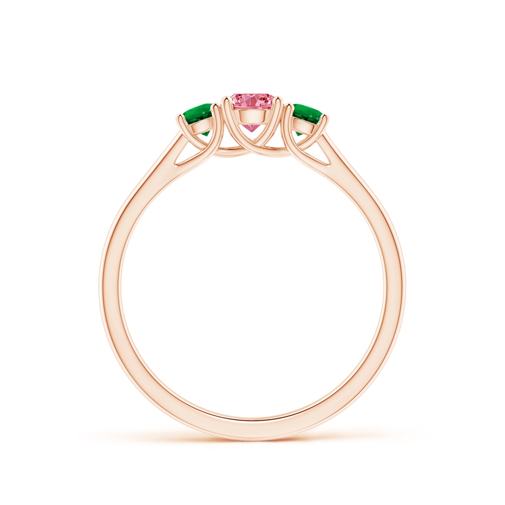 4mm AAAA Classic Round Fancy Intense Pink Diamond Three Stone Ring in Rose Gold - side 199