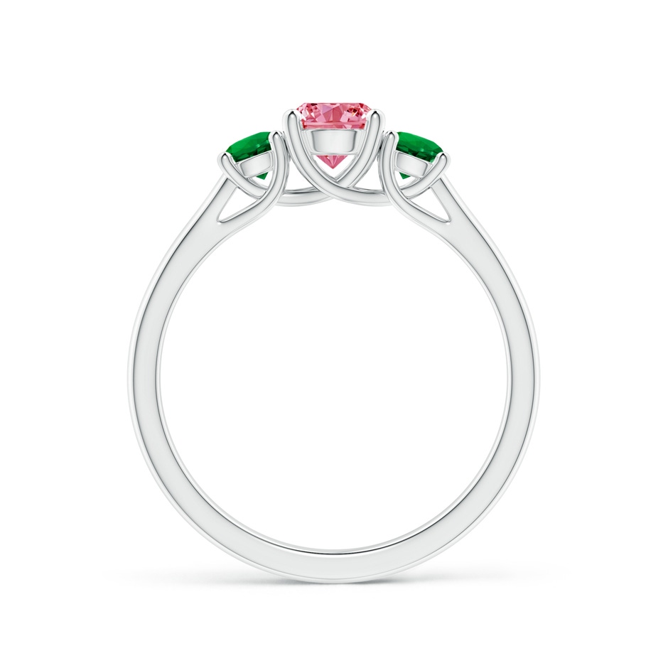5mm AAAA Classic Round Fancy Intense Pink Diamond Three Stone Ring in P950 Platinum side 199